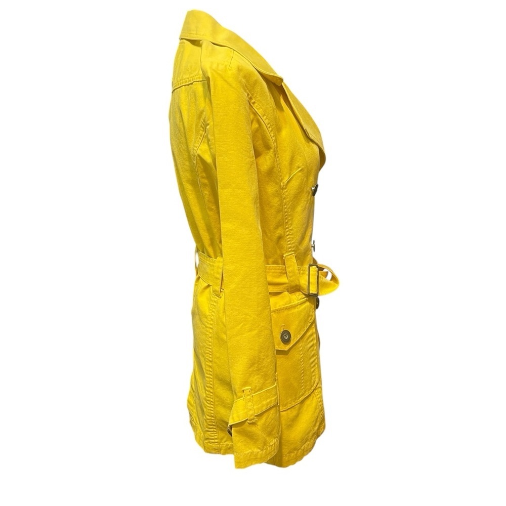 Fiorucci Bright Yellow Double Breasted Transitional Spring Trench Dopamine Coat - Picture 3 of 16